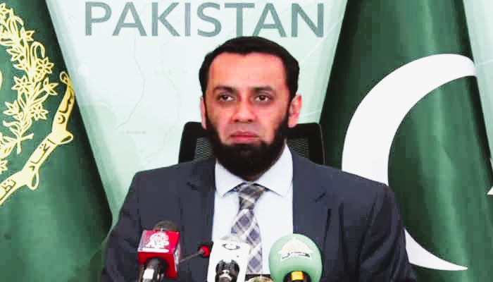 Attaullah Tarar addressing a news conference in Islamabad on March 13, 2024. — Radio Pakistan