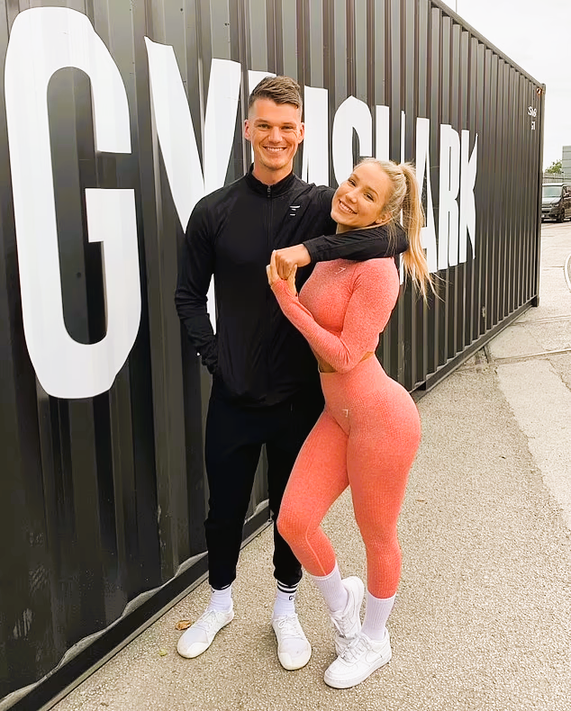 Francis, now 31, pictured in Gymshark gym gear with his model wife Robin Callant.